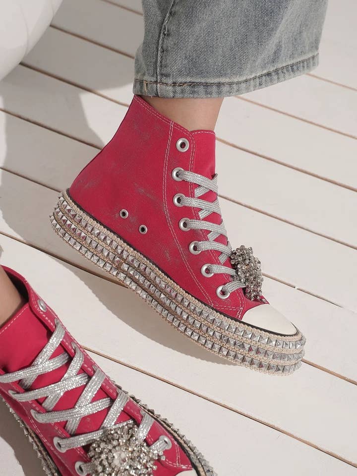 Mars Sky Shoes Wholesale - Wholesale Lifestyle Sneakers - Women's - Beast Fashion ASH-01 Women Sparkling Canvas High-Top Sneaker Booties-12 Pairs Pack-48.25/Pair5