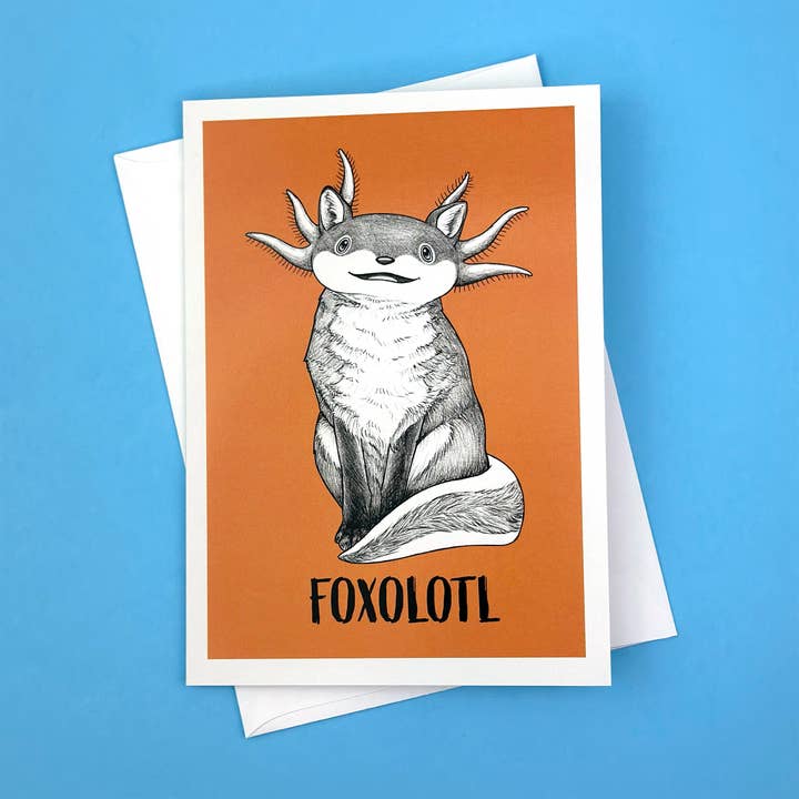 Whatif Creations – wholesale Everyday greeting card – Foxolotl 5x7" Greeting Card