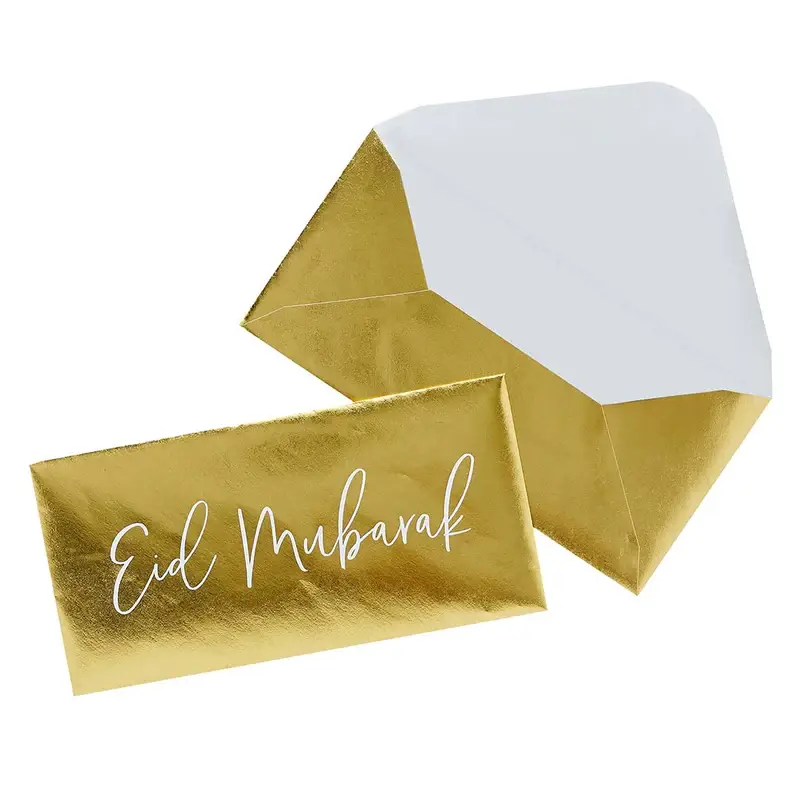 Hootyballoo by Club Green - Vente Enveloppe - Lot de 5 enveloppes dorées « Eid Mubarak » pour argent1