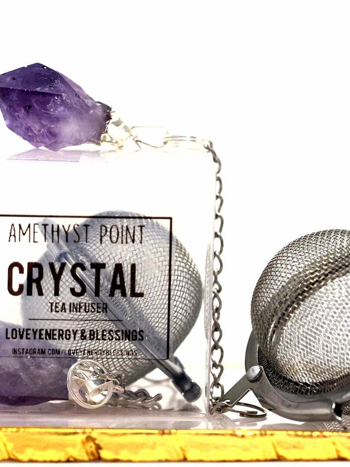 Infuseur à thé en cristal d'améthyste, boule de thé en feuilles en cristal pour la vente par Loveyenergy & Blessings