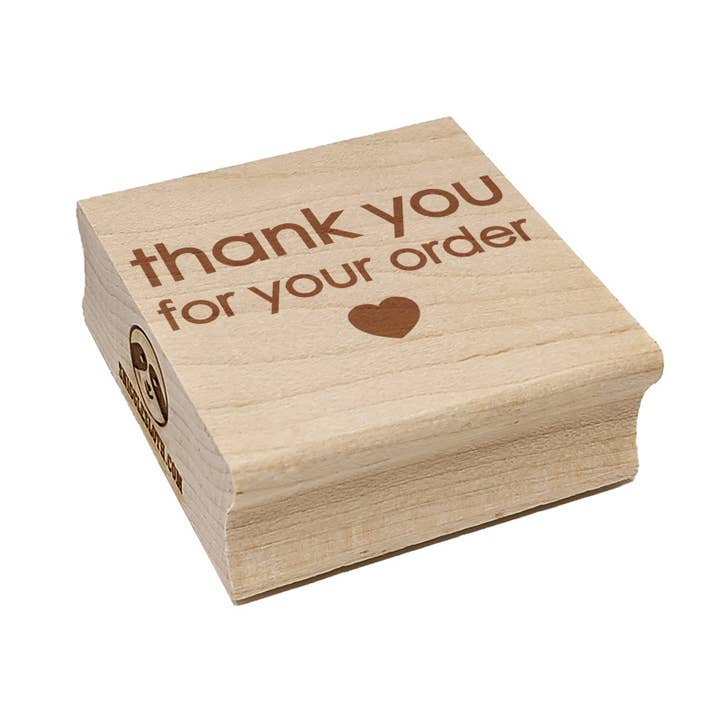 Thank You For Your Order Simple Elegant Heart Small Business Square Rubber Stamp for Stamping Crafting for wholesale by Sniggle Sloth