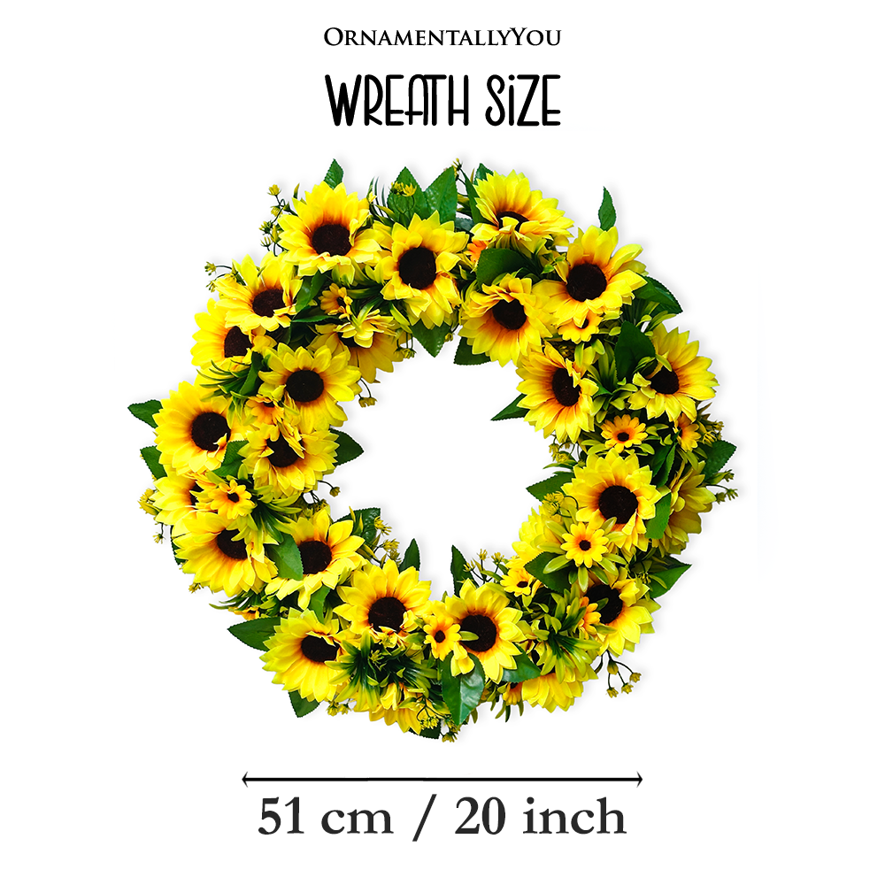 OrnamentallyYou – Coroa de flores por atacado – Grinalda de Girassol para Porta da Frente ou Lar, 20 Polegadas1