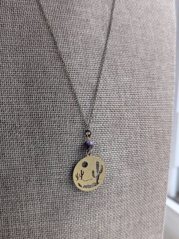 Desert Landscape Brass Necklace for wholesale by JFOX Jewelry