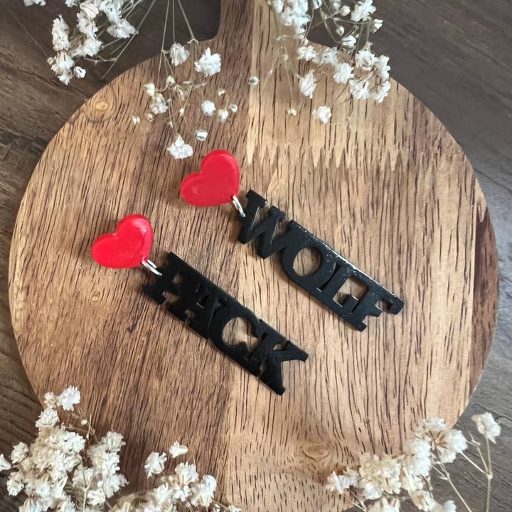 Elby Designs - Wholesale Dangle Earrings - NC State Wolf Pack Earrings, Game Day Team Earrings1