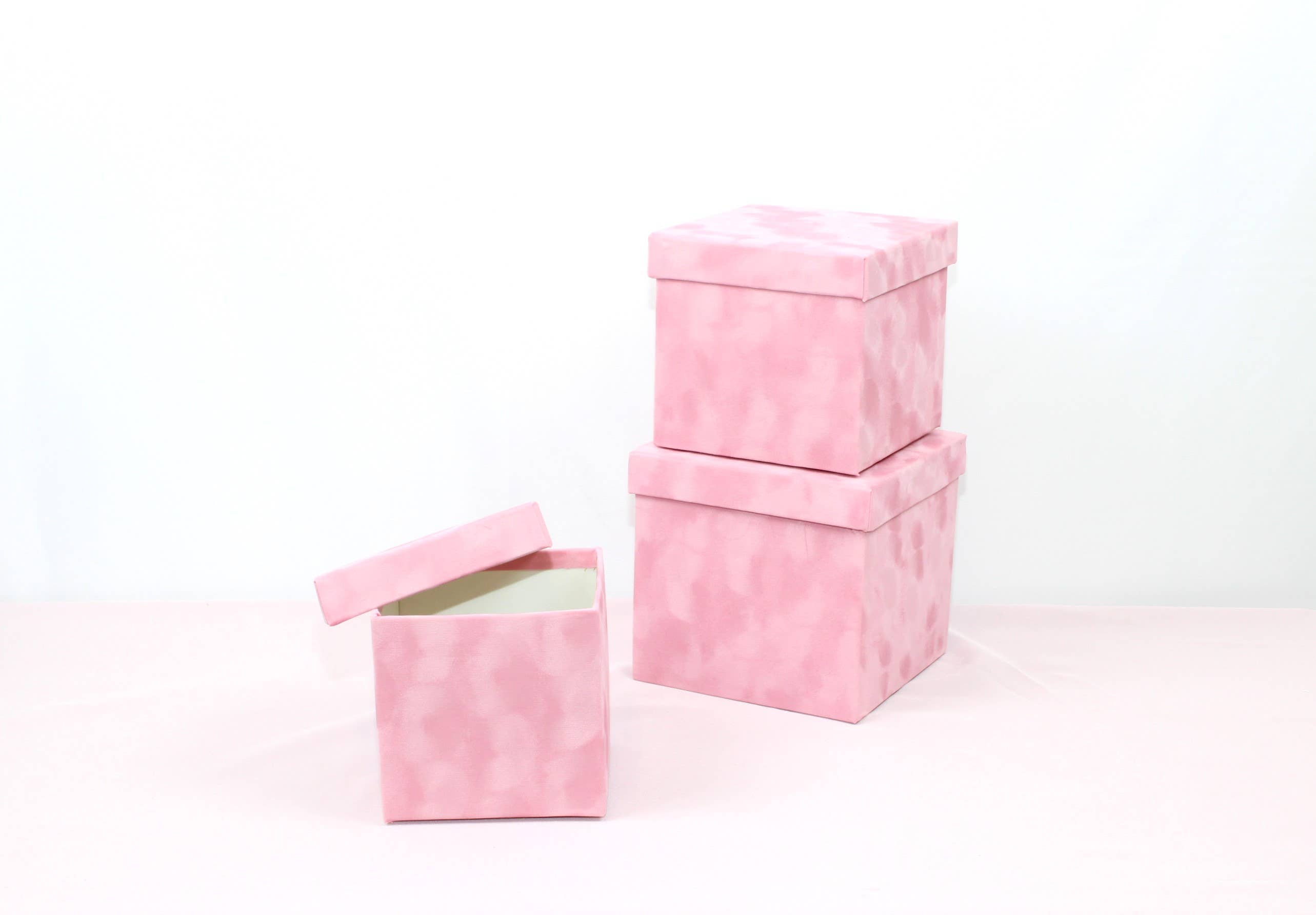 Elegant Design Supply – Caixa decorativa por atacado – Caixa de chapéu de flor quadrada Velvet Cube com Tampa4