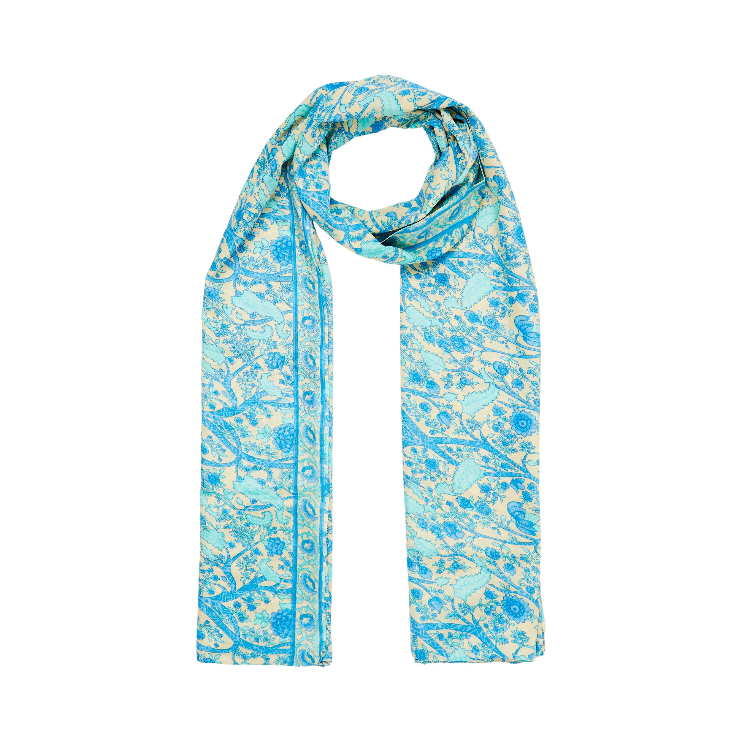Aller Simplement - Wholesale Scarf - Women's - SUMMER BLUE AND CREAM SCARF PAREO FG01820