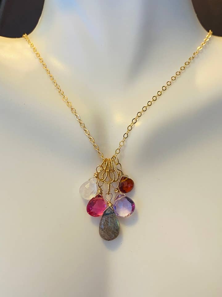 Colar aglomerado quartzo rosa por atacado de Judy Brandon Jewelry