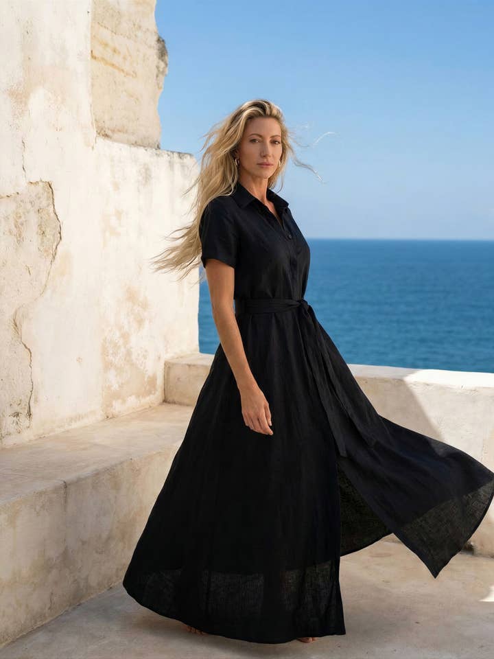 Coleção Isola Noir Vestido Maxi Lucia em Preto por atacado de WALLIS AND JAZZ