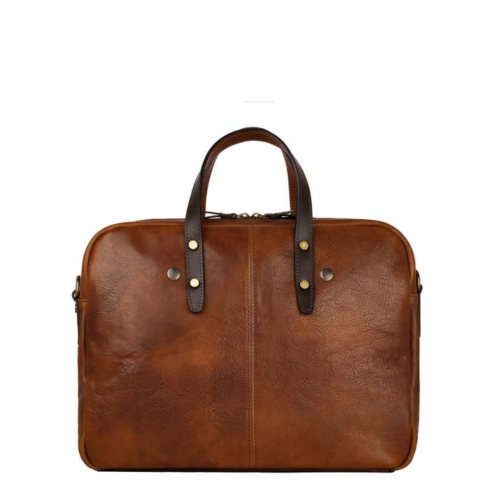 Time Resistance - Wholesale Laptop Bag - Men's - Tan Leather Briefcase Laptop Bag - Lanark
