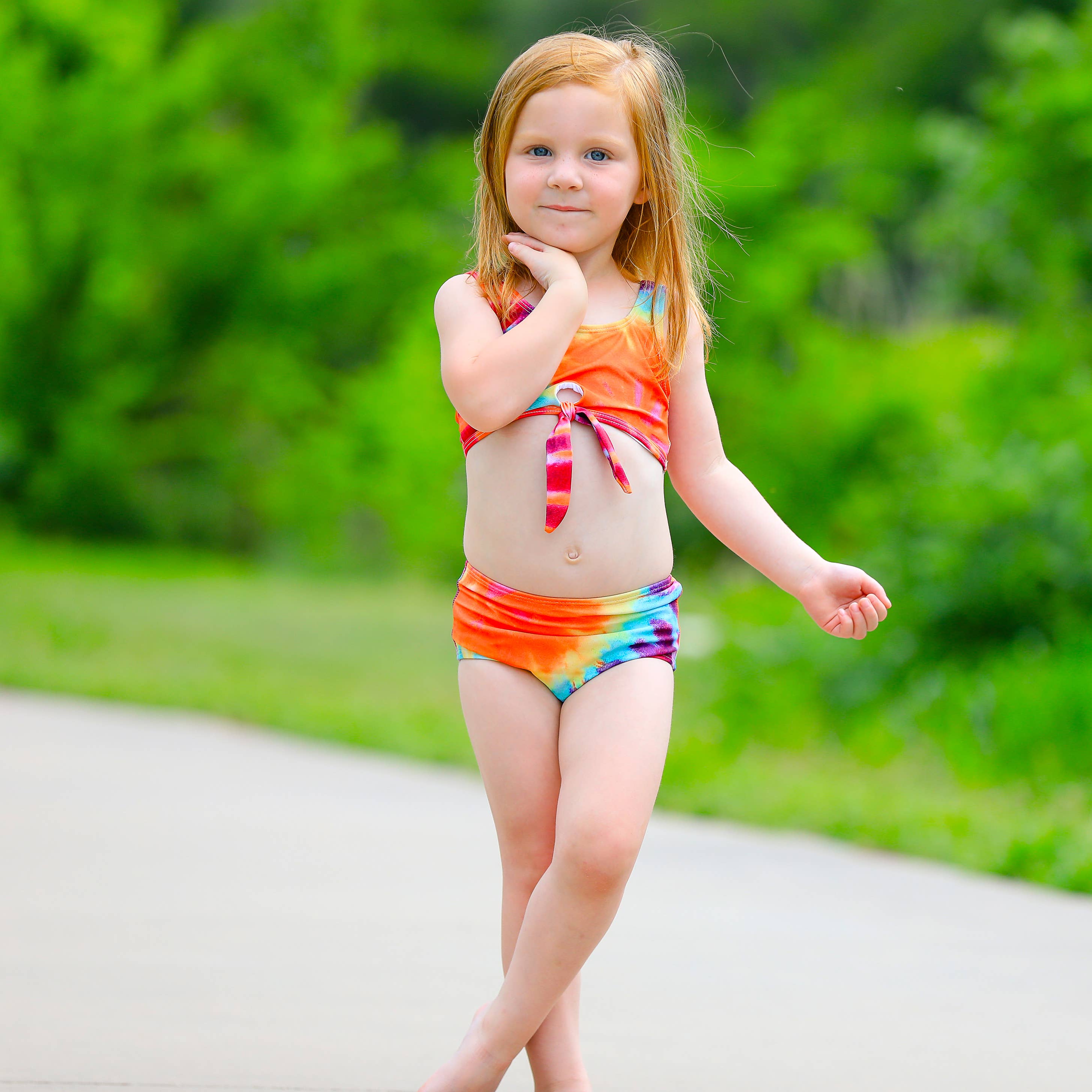 AnnLoren - Wholesale Two Piece Swimsuit - Kids - Girls Bikini Tie Dye Tankini Swimsuit Kids Bathing Suit6