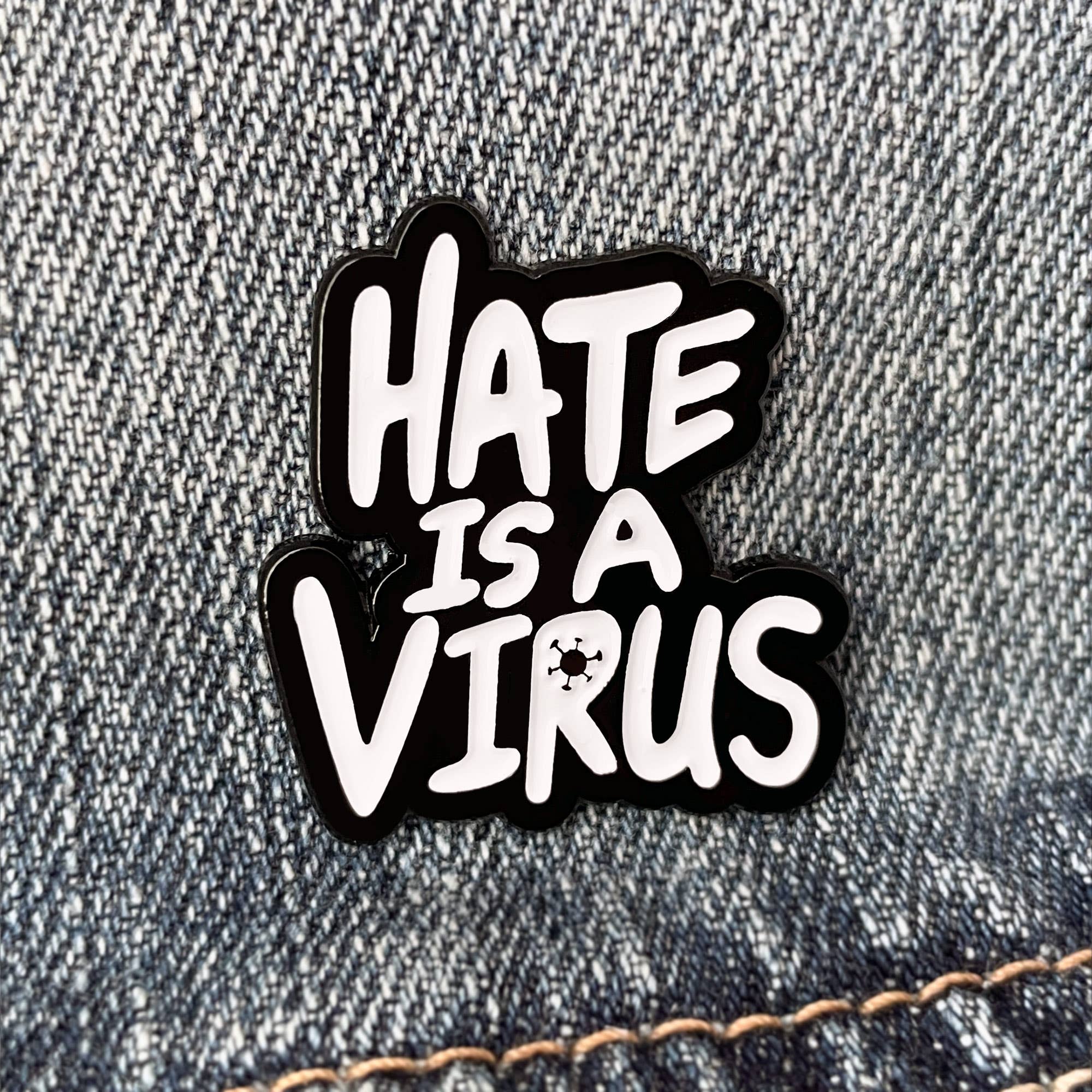 On Point Pins – wholesale Lapel pin/button – Stop Asian Hate | Hate is a Virus Lapel Enamel Pin Charity3