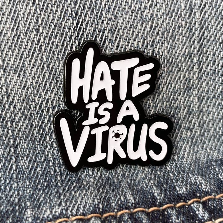 On Point Pins - Wholesale Lapel Pin/Button - Stop Asian Hate | Hate is a Virus Lapel Enamel Pin Charity3