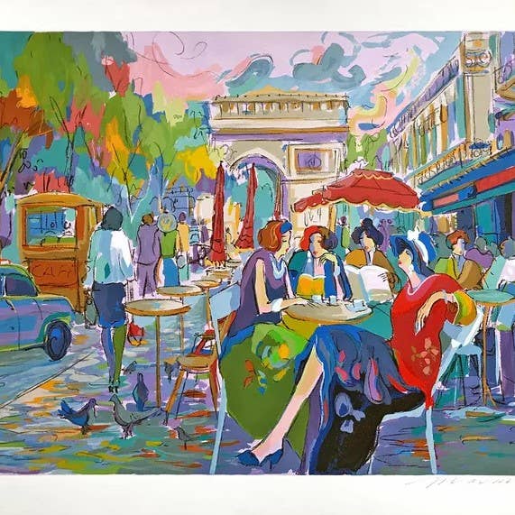 Isaac Maimon Bus Stop Cafe Hand Signed Artwork Serigraph for wholesale by Deluxe Fine Art