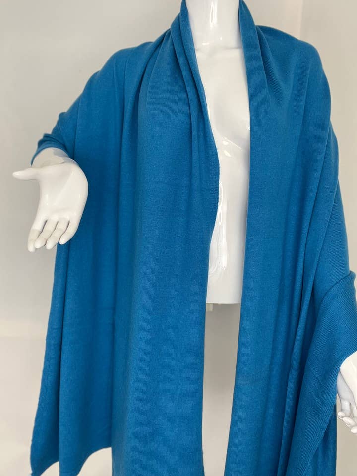 Cashmere knitted wrap (Teal) CW08 for wholesale by NURBU INC.