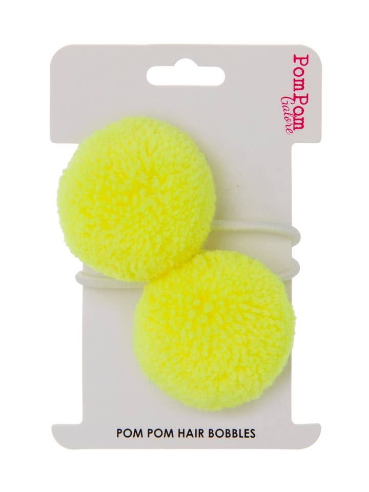 Neon Yellow Pom Pom Hair Bobbles for wholesale by PomPom Galore