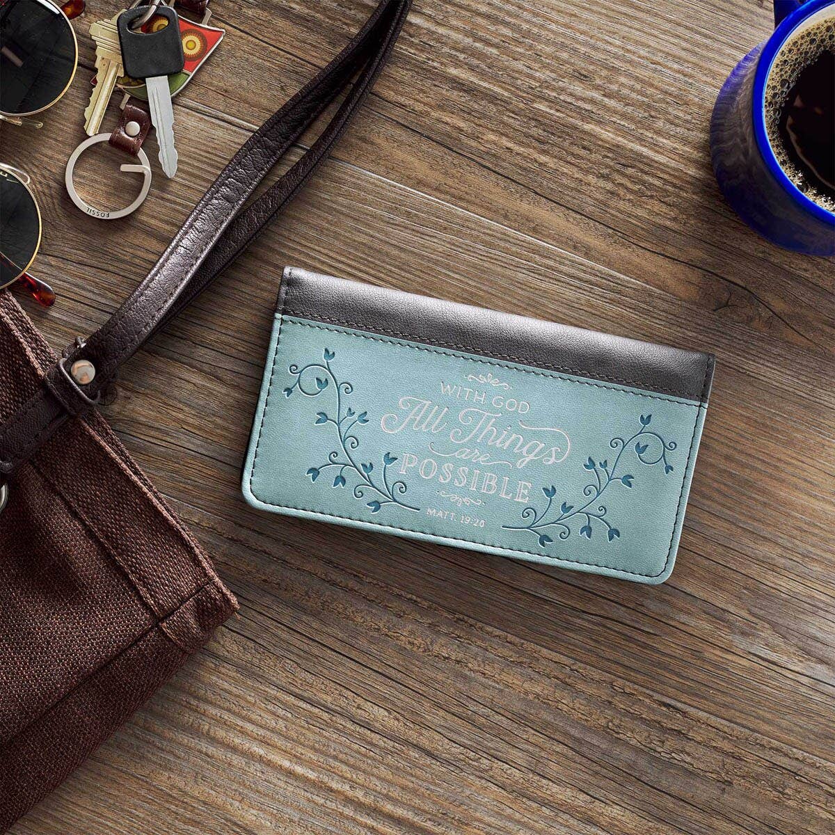 Christian Art Gifts - Wholesale Wallet - Women's - All Things Possible Two-tone Faux Leather Wallet2