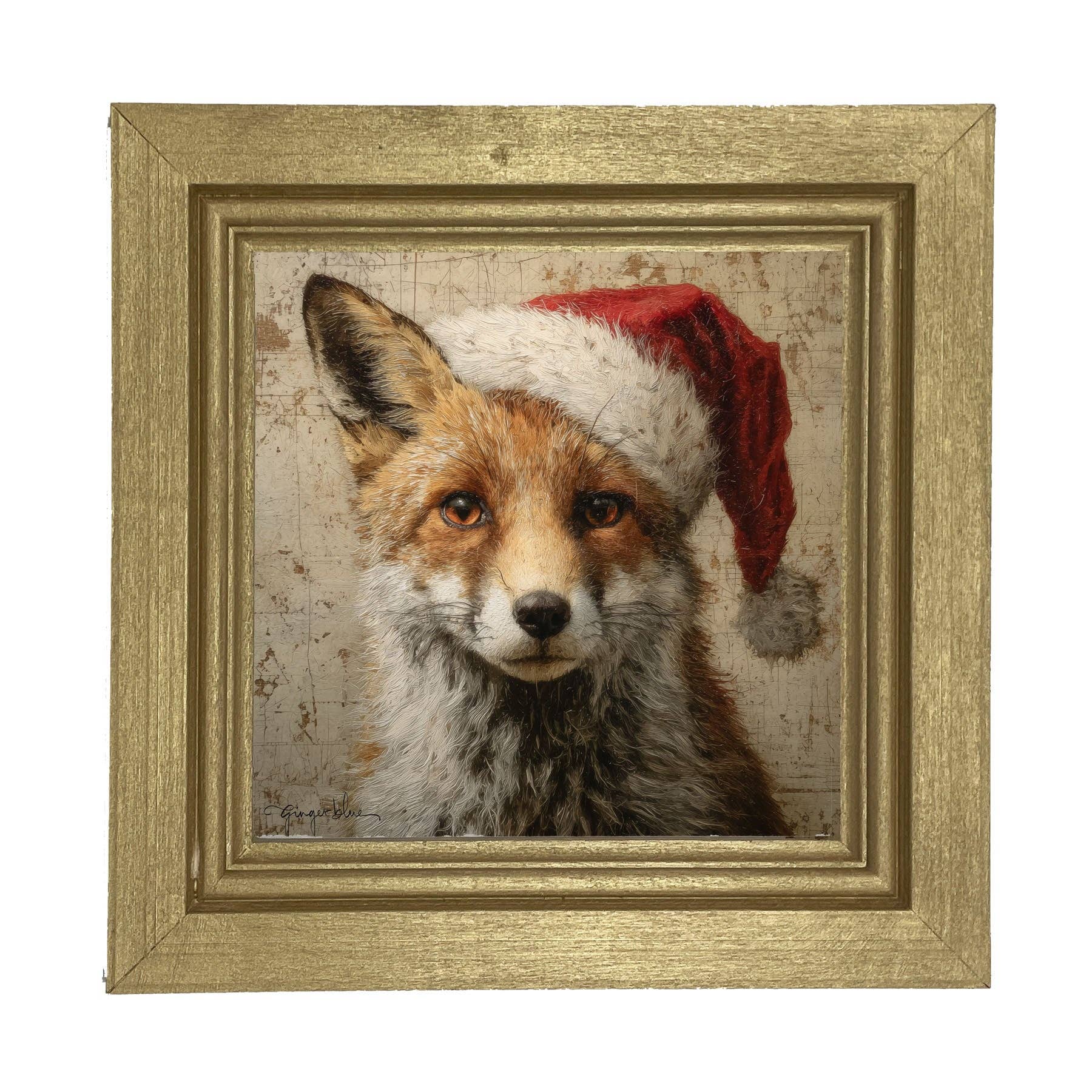 ginger blue - Wholesale Christmas Wall Art - Santa Hat Fox15