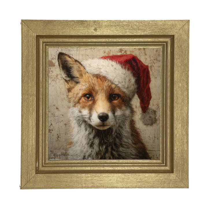 ginger blue - Wholesale Christmas Wall Art - Santa Hat Fox15