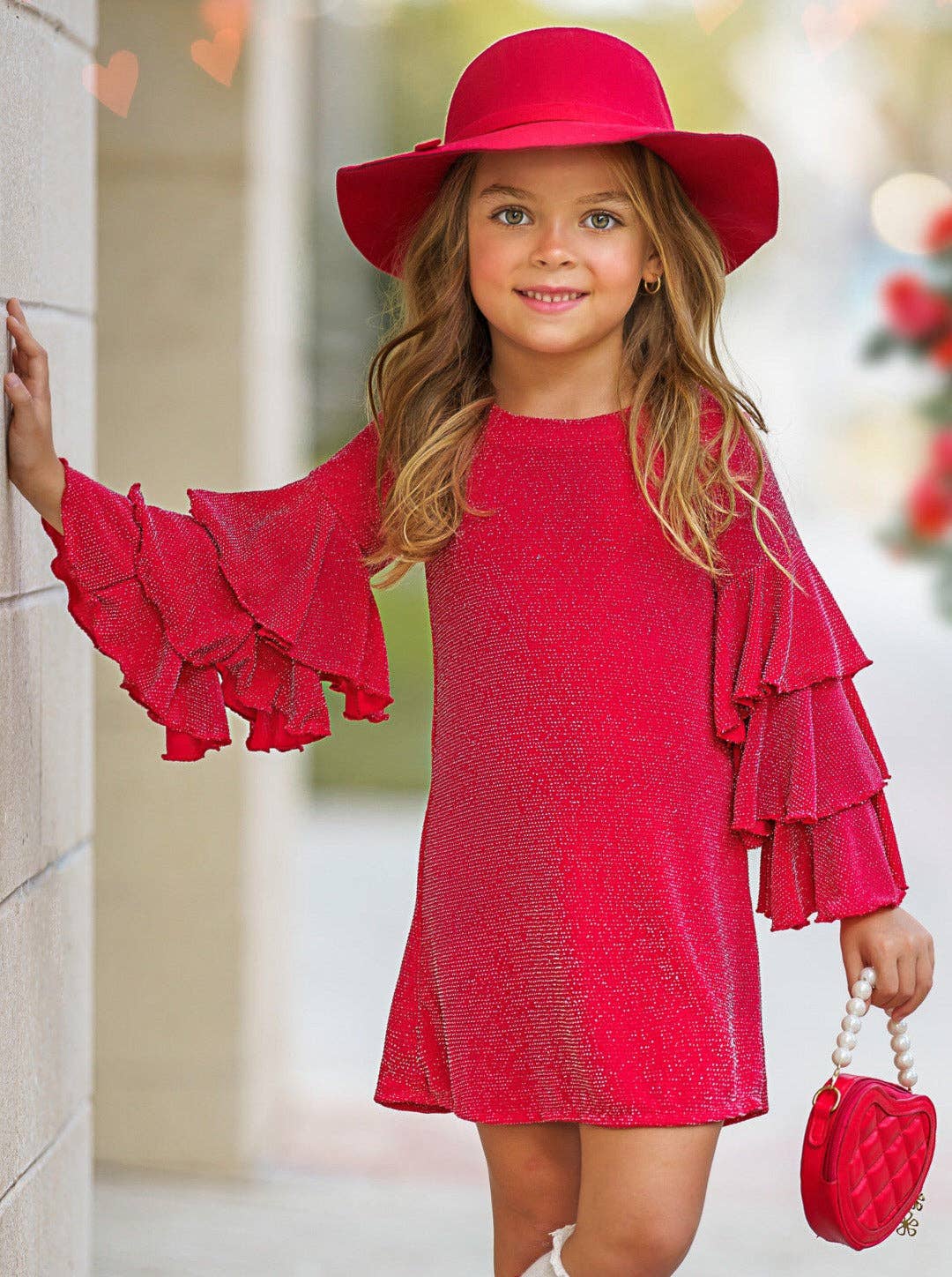 Red Scarlet Glow Tiered Sleeve Dress for wholesale on Faire4