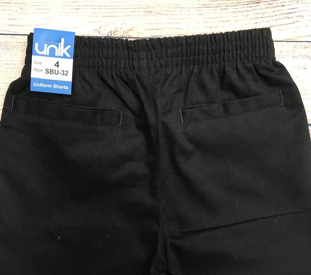 Negro Pantalones cortos negros para niños con cintura elástica, tallas 4-16 de venta al por mayor en Faire1