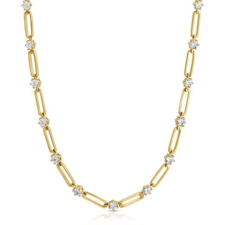 Sparkle Link Necklace - Gold for wholesale by Elizabeth Stone Jewelry