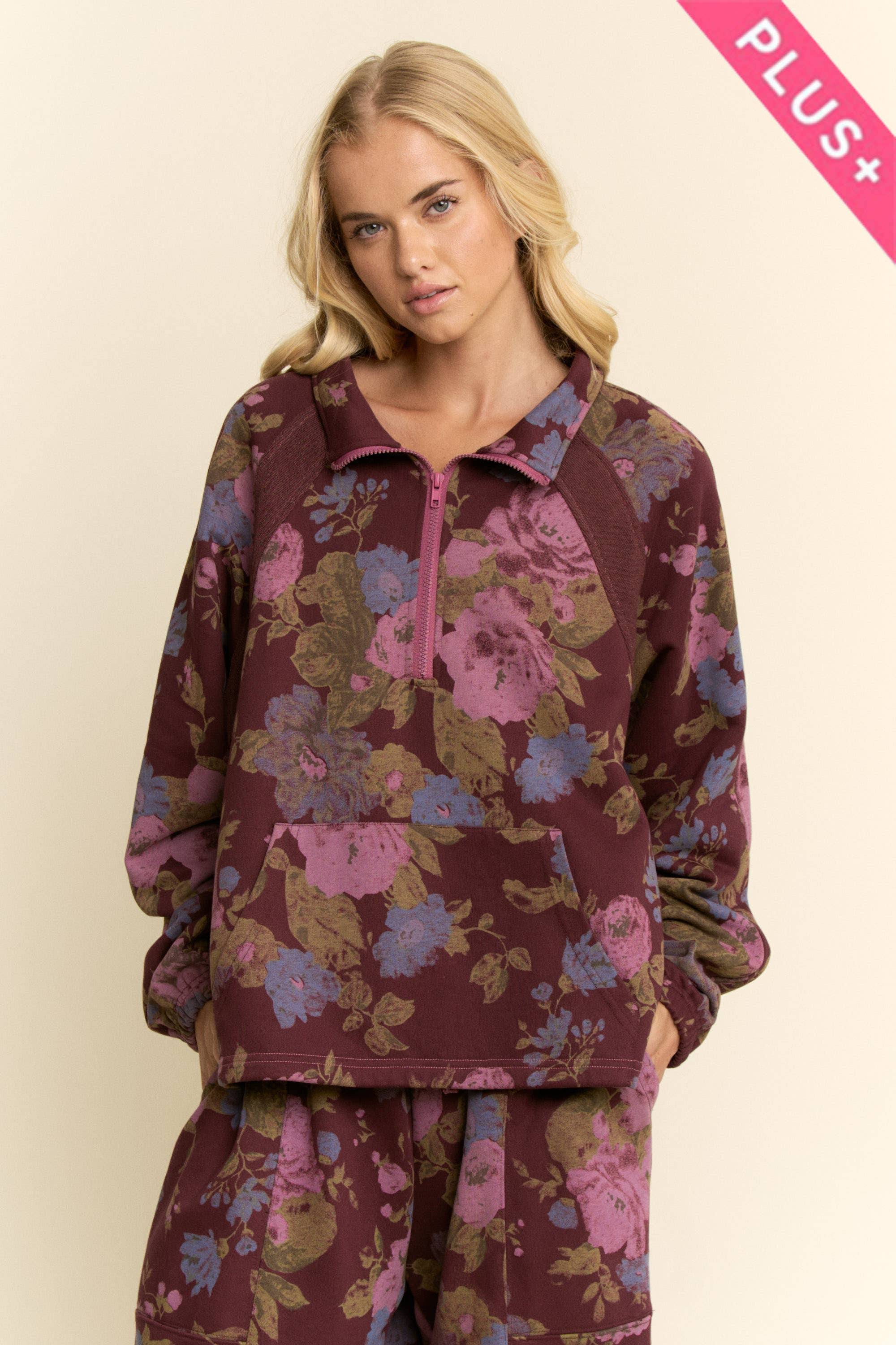 Davi & Dani - Wholesale Top & Pant Set (NOT Loungewear) - Women's - PLUS FLOWER SWEATSHIRT TOP ELASTIC WAIST PANT6