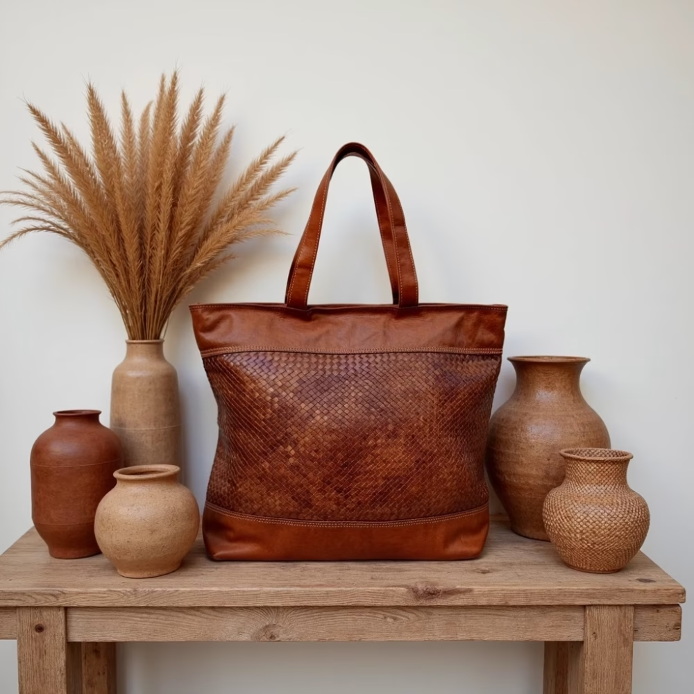 High crafty – wholesale Tote bag – Women's – Handwoven Leather Handbag – Artisan-Made in Morocco6