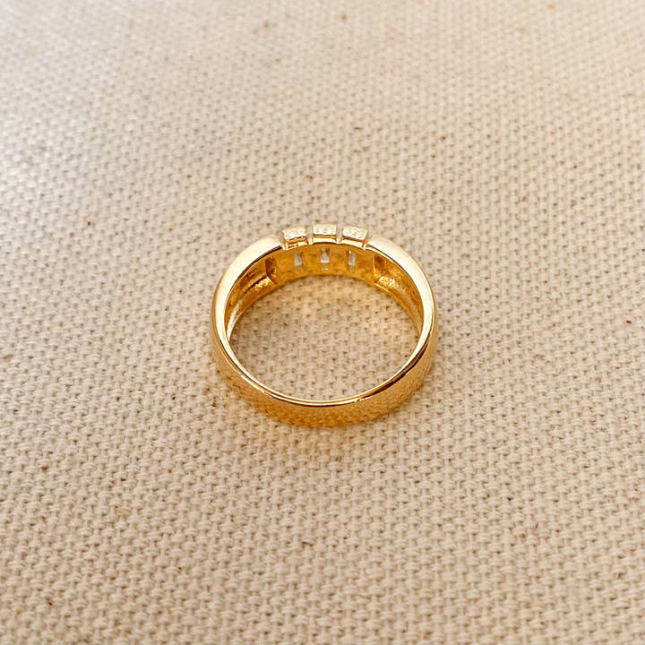 GoldFi - Wholesale Multi-Stone Ring - 18k Gold Filled Trio baguette Cubic Zirconia Stone Ring2