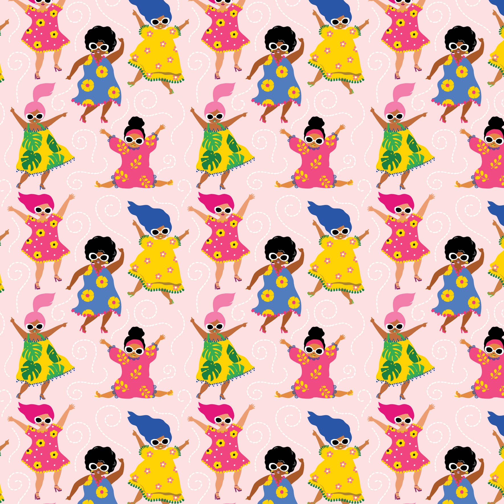 Lucy Loves Paper - Wholesale Wrapping Paper Roll - Dancing Girls | 7ft Continuous Roll Wrapping Paper2