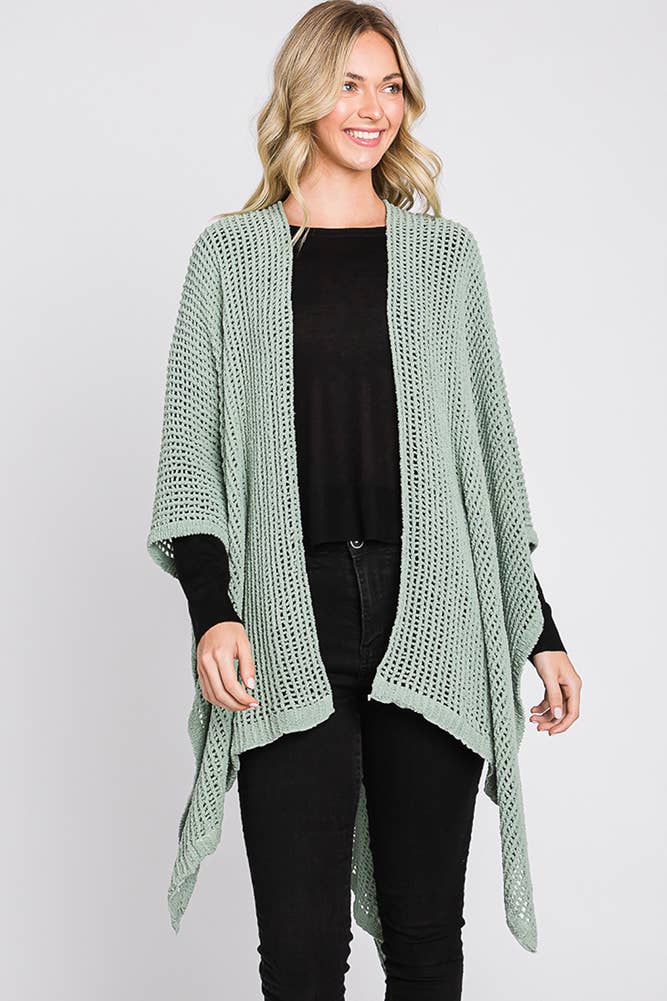 Hana - Wholesale Cardigan - Dames - Solid Chenille Crochet Ruana3