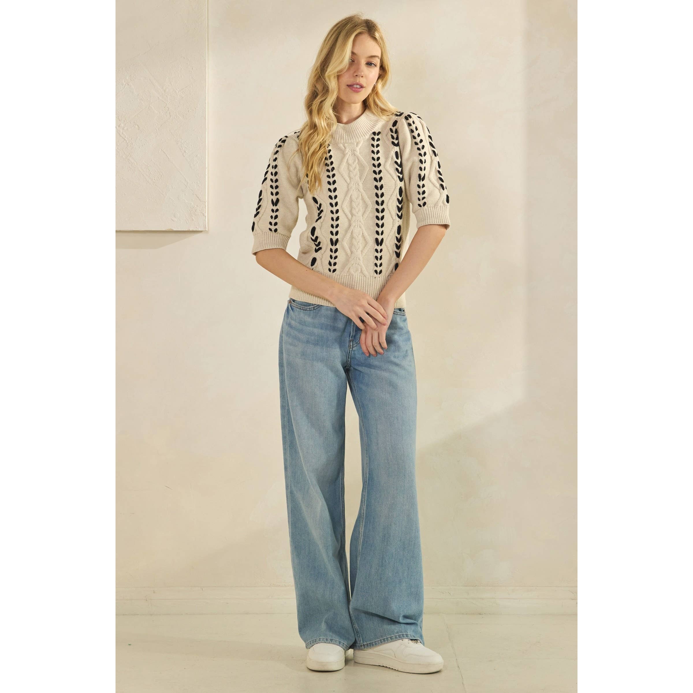 FLØDE Harper Strikket Sweater med Struktur for engroshandel på Faire9