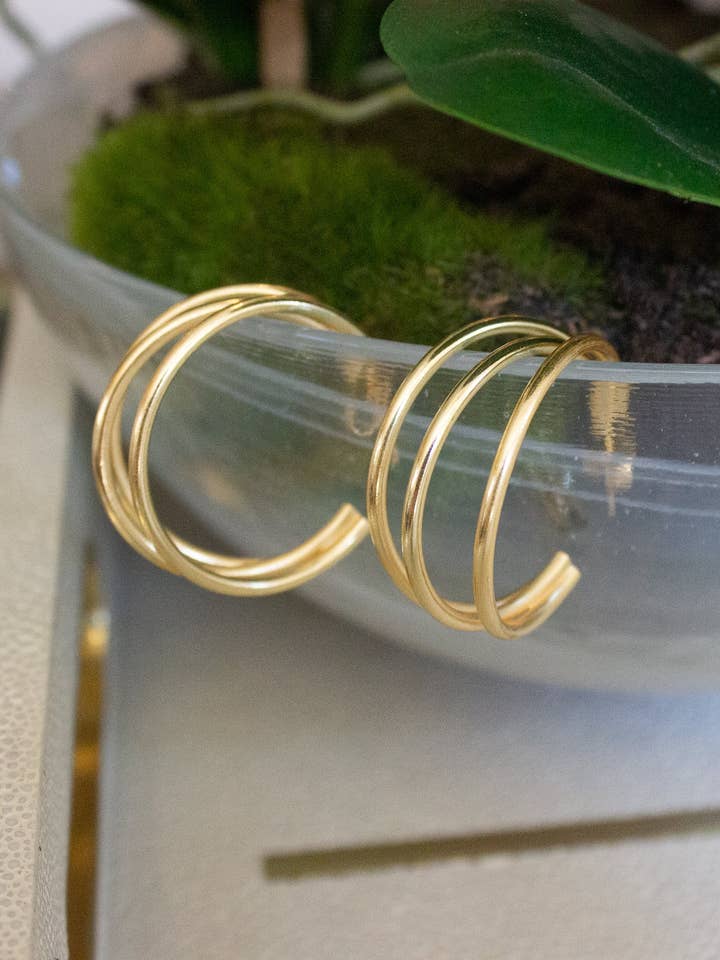 Triple Hoop Earring | Gold for wholesale by Ever Alice Studio
