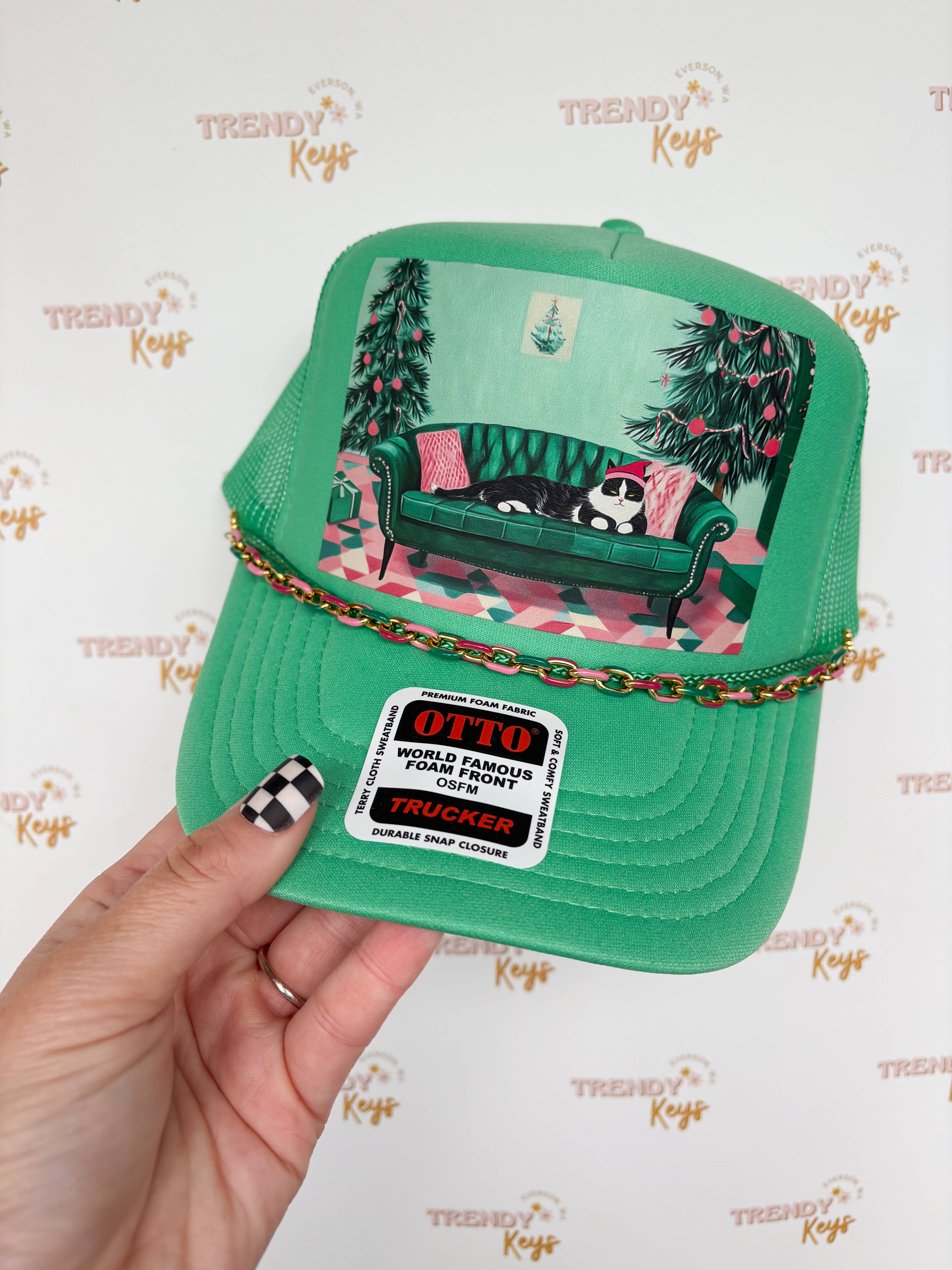 TrendyKeys - Wholesale Trucker Hat - Women's - Christmas Cat Trucker Hat