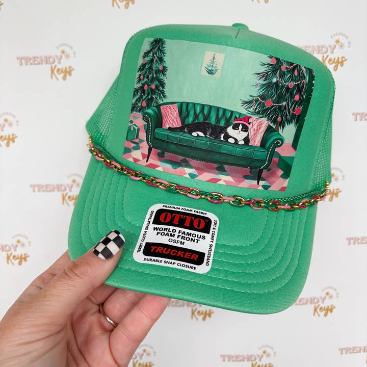 TrendyKeys - Wholesale Trucker Hat - Women's - Christmas Cat Trucker Hat0