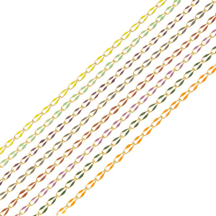 Jewel Pledge - Wholesale Craft Supplies - Gold Enamel Oval Link Chain for Jewelry Making CHG1037-014