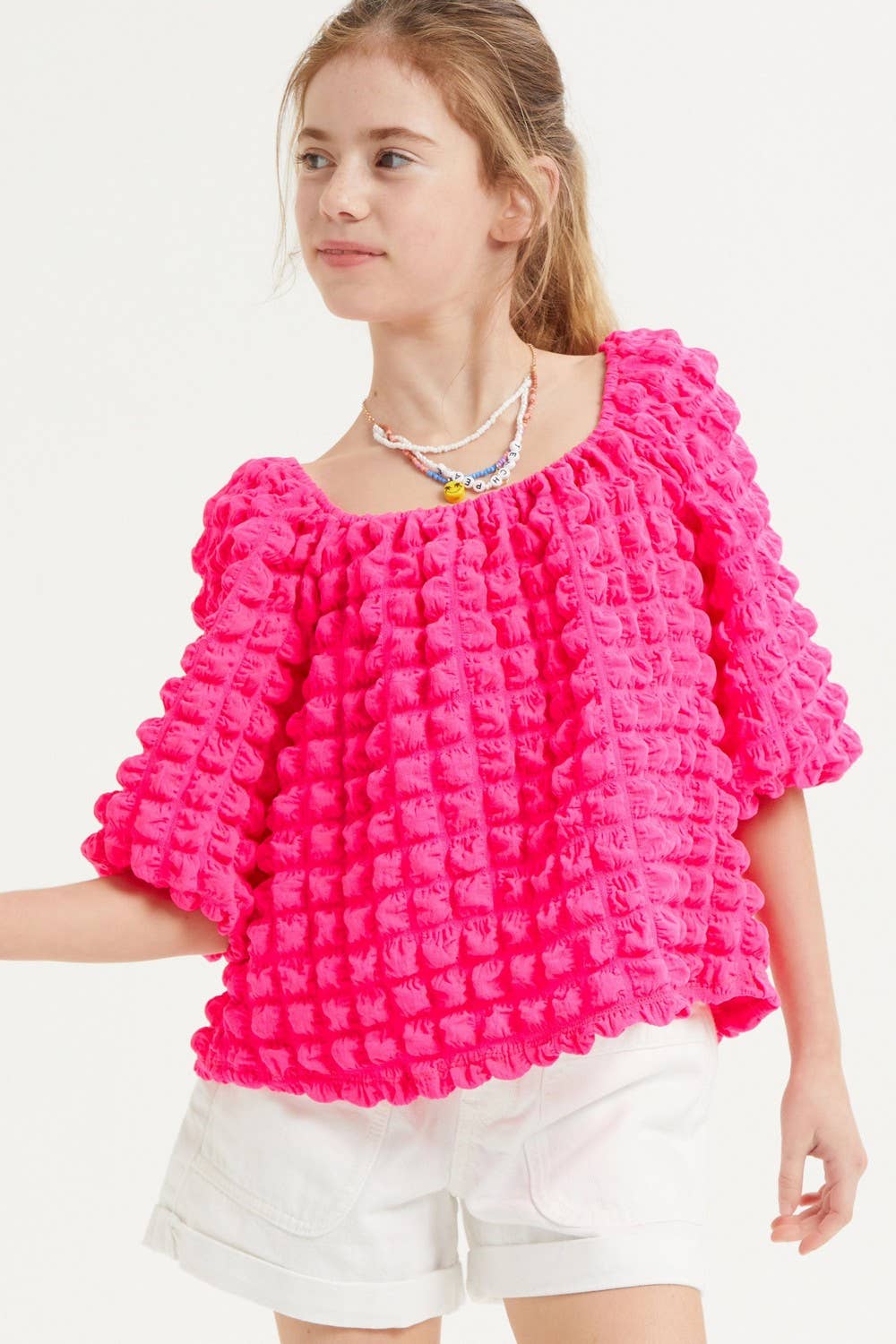 Good Girl - Wholesale Knit Top - Kids - Embossed Bubble Texture Balloon Sleeve Top12