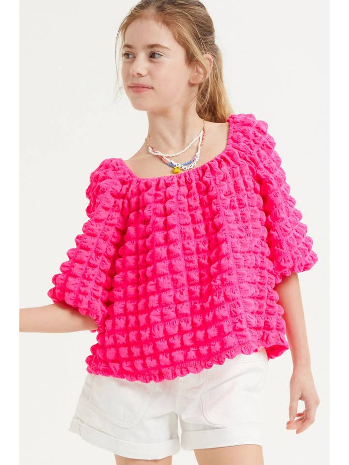 Good Girl - Wholesale Knit Top - Kids - Embossed Bubble Texture Balloon Sleeve Top12