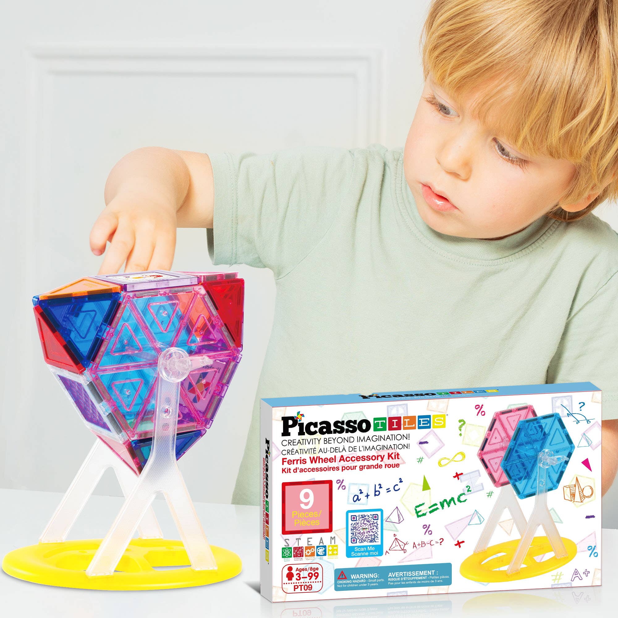 PicassoTiles - Wholesale Building Set - Kids - PicassoTiles 9pc Ferris Wheel Magnetic Tile Building Set5