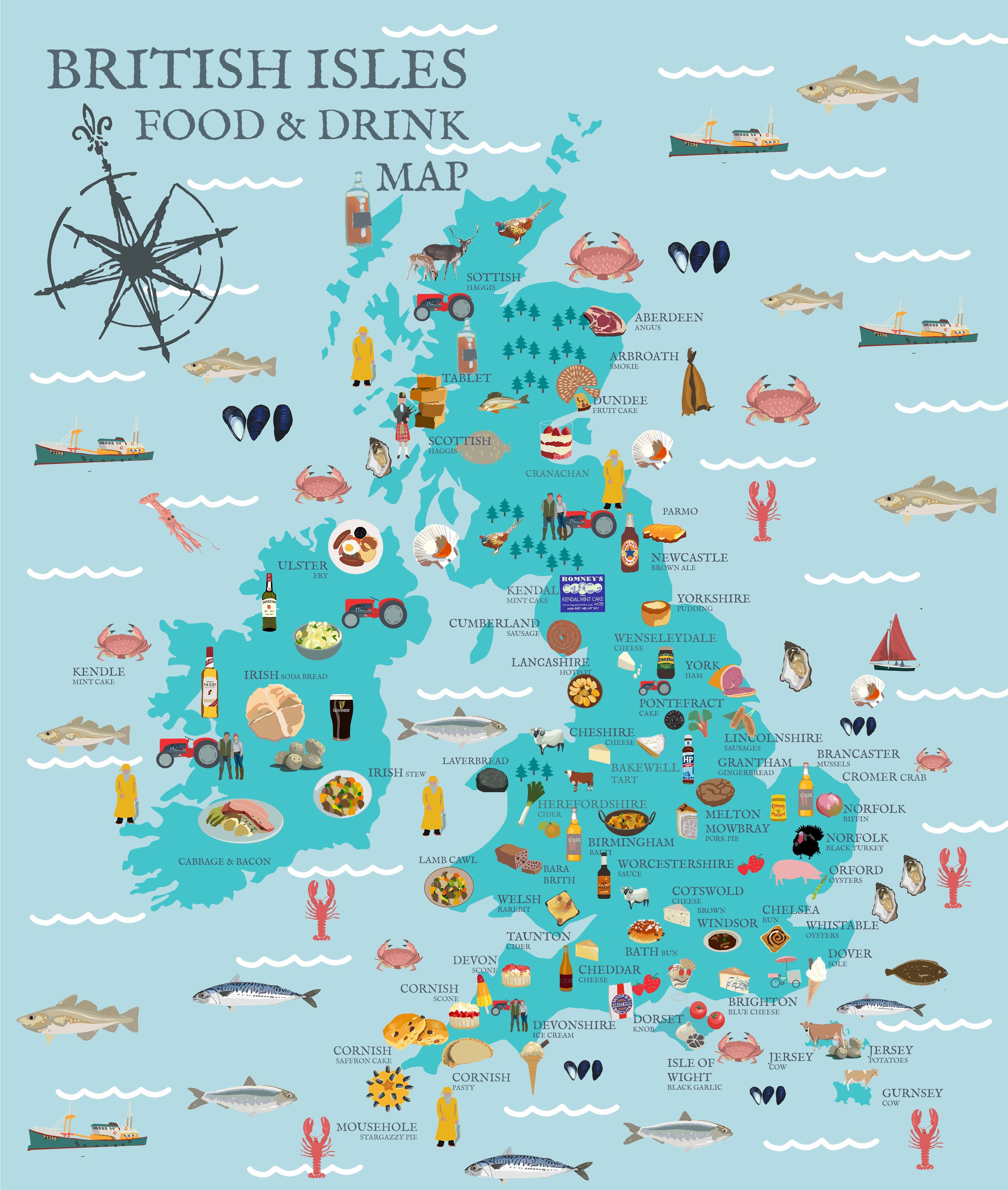 BETTY BOYNS MAPS - Vendita all'ingrosso Calamite - Magnete da Frigo con Mappa Illustrata38