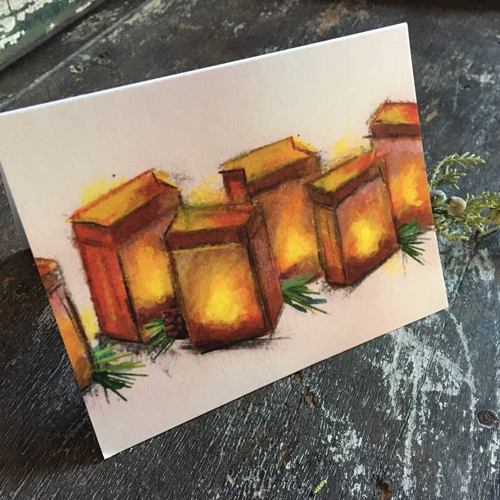 Anne Woods Fine Art - Wholesale Christmas Card - Luminarias Greeting Card