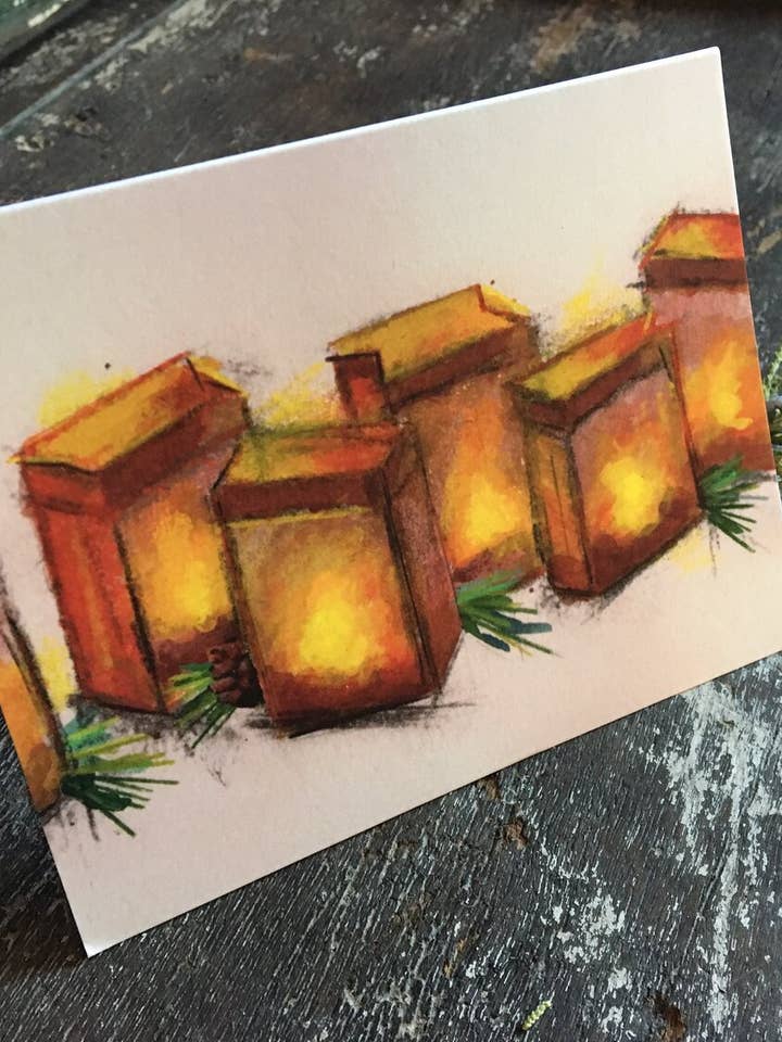 Luminarias Greeting Card for wholesale by Anne Woods Fine Art