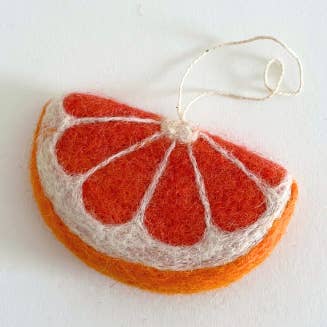 Felted Wool Citrus Ornament - Grapefruit for wholesale by PetitFelts