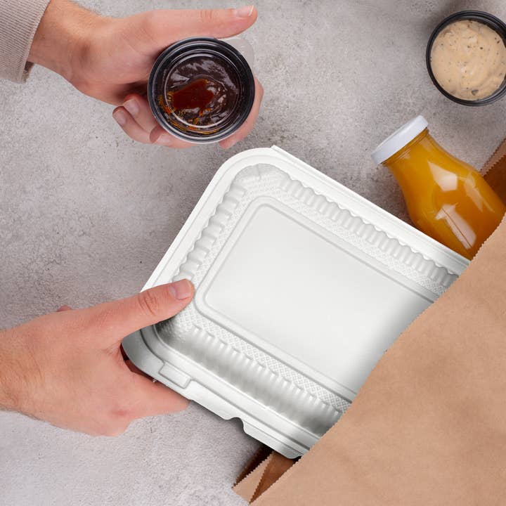 Three Leaf Products - Wholesale Food storage container - Three Leaf 9" X 6" 1 Compartment MFPP Clamshell, 150 Ct. 6