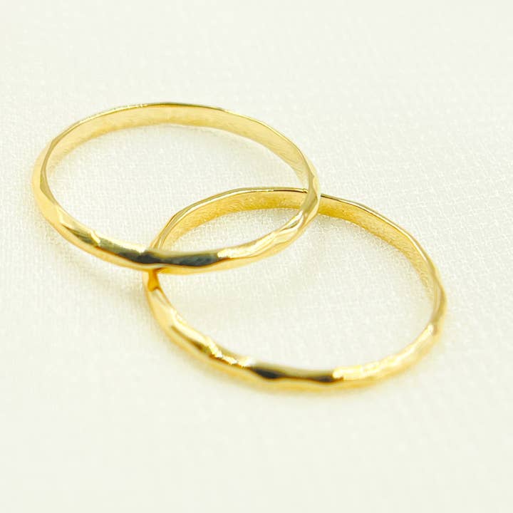 Yellow RAZ01296. 14K Solid Gold Hammered Ring for wholesale on Faire1