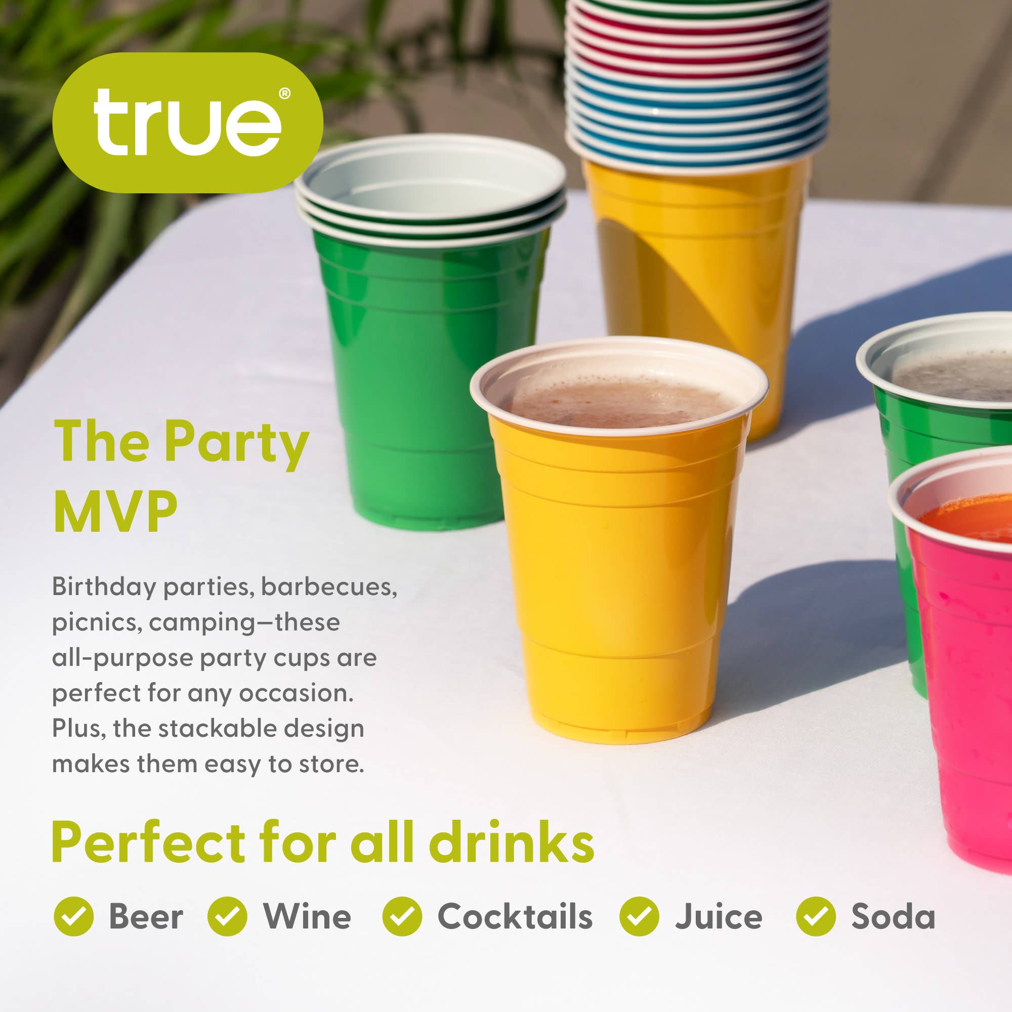 Multicolor Party 16 oz Plastic Cups in Assorted Neon Set of 24 for wholesale on Faire6