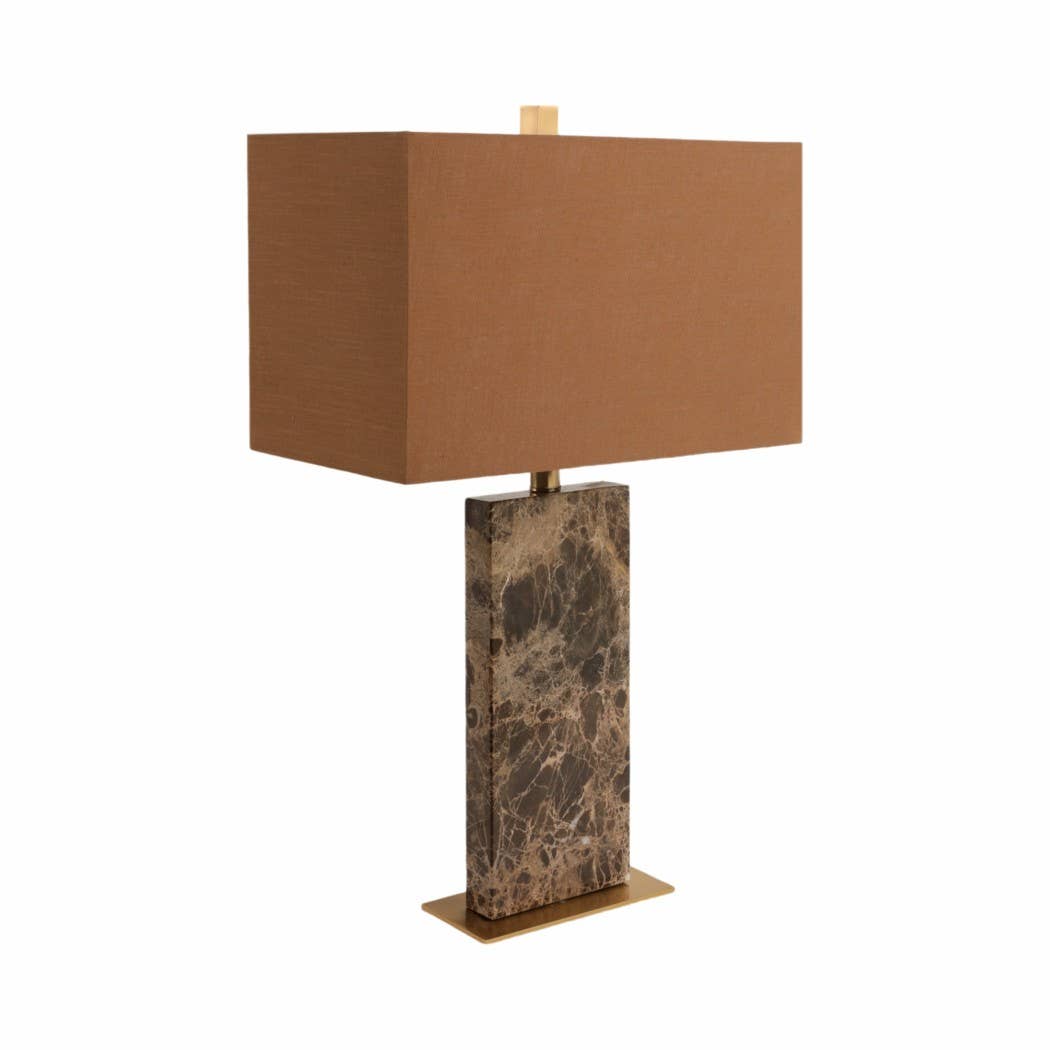 Sagebrook Home - Wholesale Accent/Desk Lamp - Table Lamp - Brown Marble Fabric Rectangular Base, 26 in.5