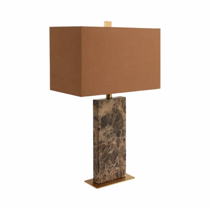 Sagebrook Home - Wholesale Accent/Desk Lamp - Table Lamp - Brown Marble Fabric Rectangular Base, 26 in.5