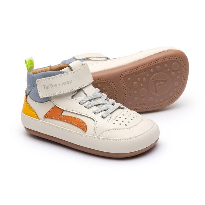 LANDY HIGH-TOP Barefoot Sneakers (TAPIOCA/ TANGERINE/ CAJA) for wholesale by Tip Toey Joey