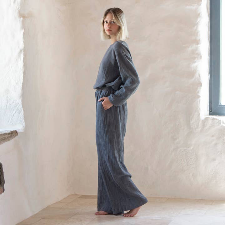 loom.ist - Vendita all'ingrosso Pantalone - Donna - Pantaloni in cotone a doppio strato di mussola1