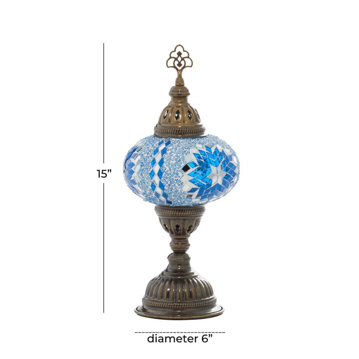 Import Corner - Wholesale Accent/Desk Lamp - 86118: 7" MOSAIC PEDESTAL LAMP - TOUCH BASE